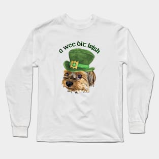 A  Wee Bit Irish Cute Yorkshire Terrier St Patrick's Day Long Sleeve T-Shirt